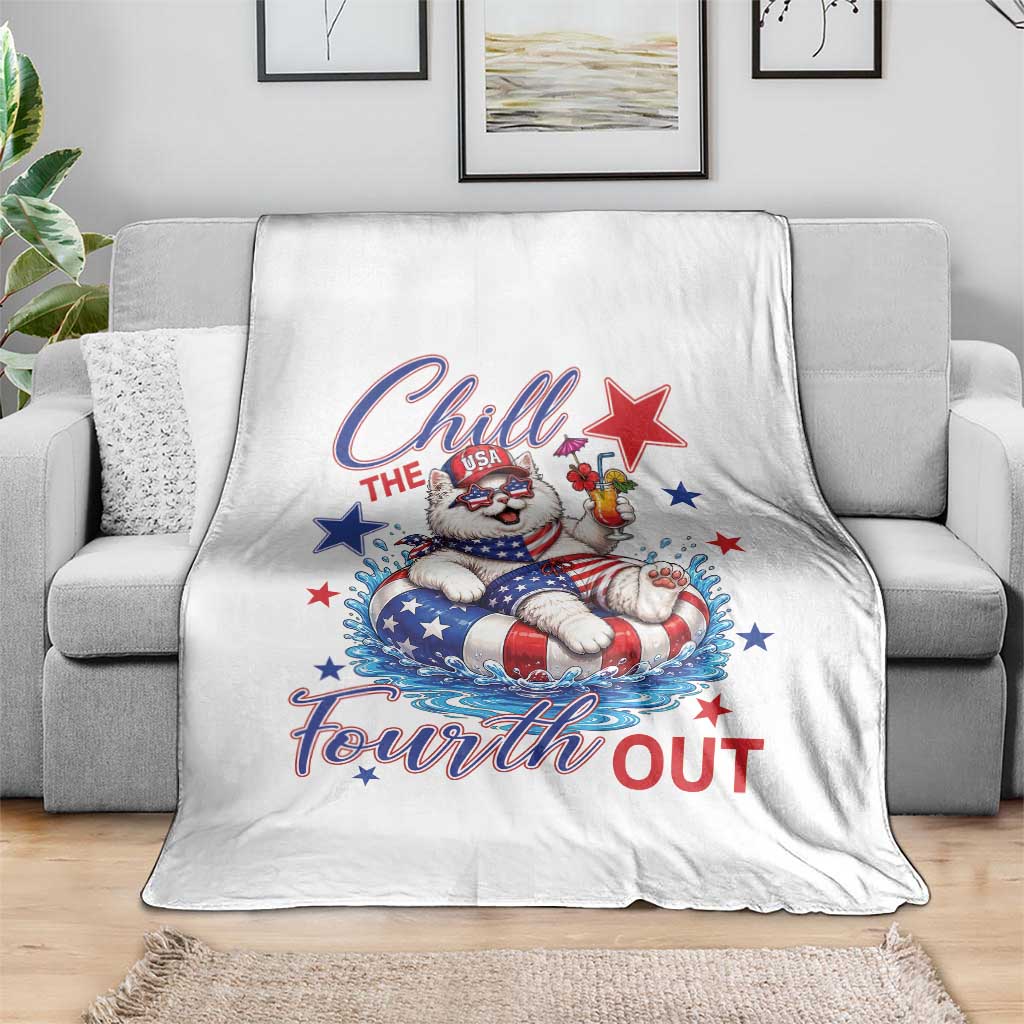 Funny Patriotic Persian Cat Throw Blanket Chill The Fourth Out TS12 Print Your Wear