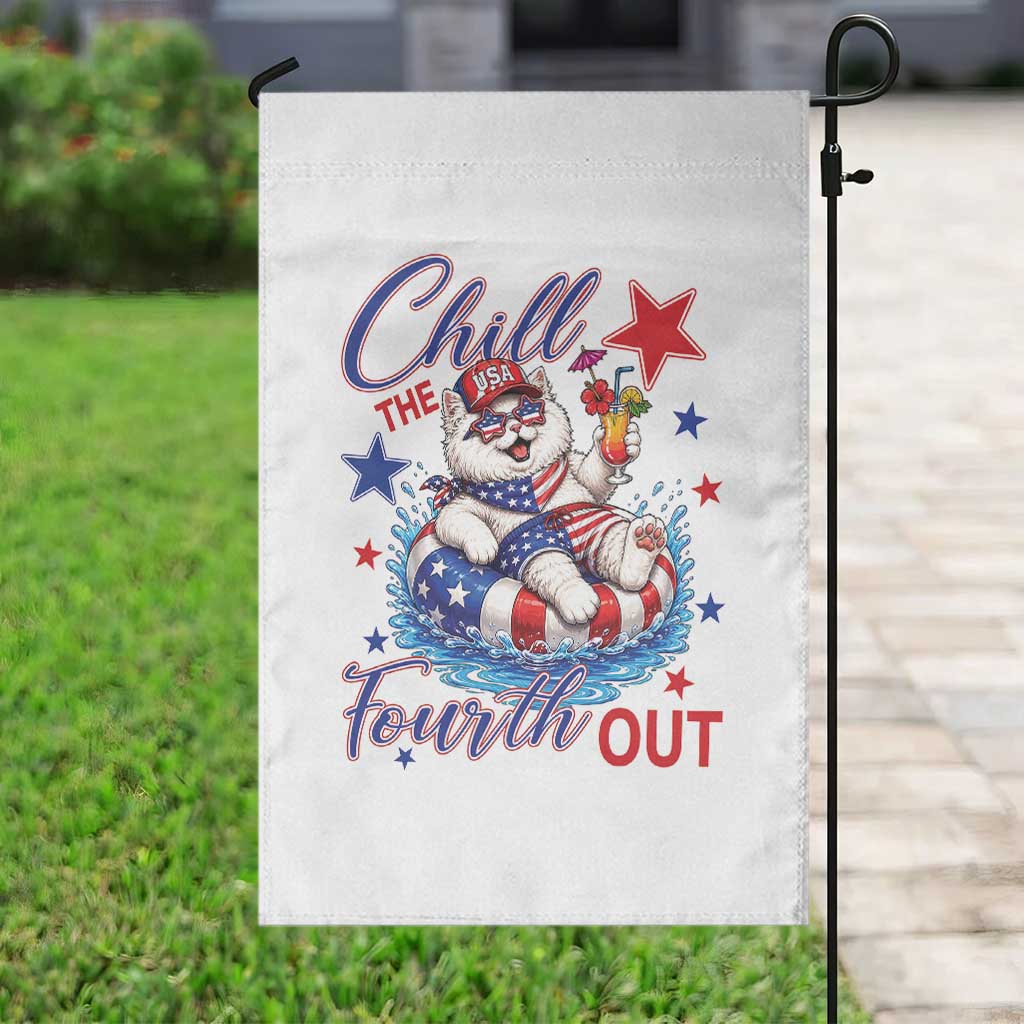 Funny Patriotic Persian Cat Garden Flag Chill The Fourth Out