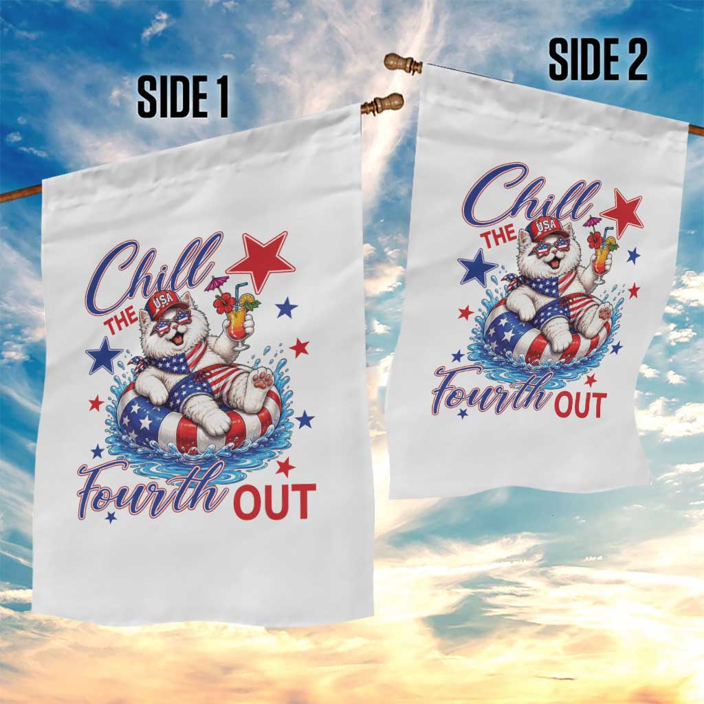 Funny Patriotic Persian Cat Garden Flag Chill The Fourth Out