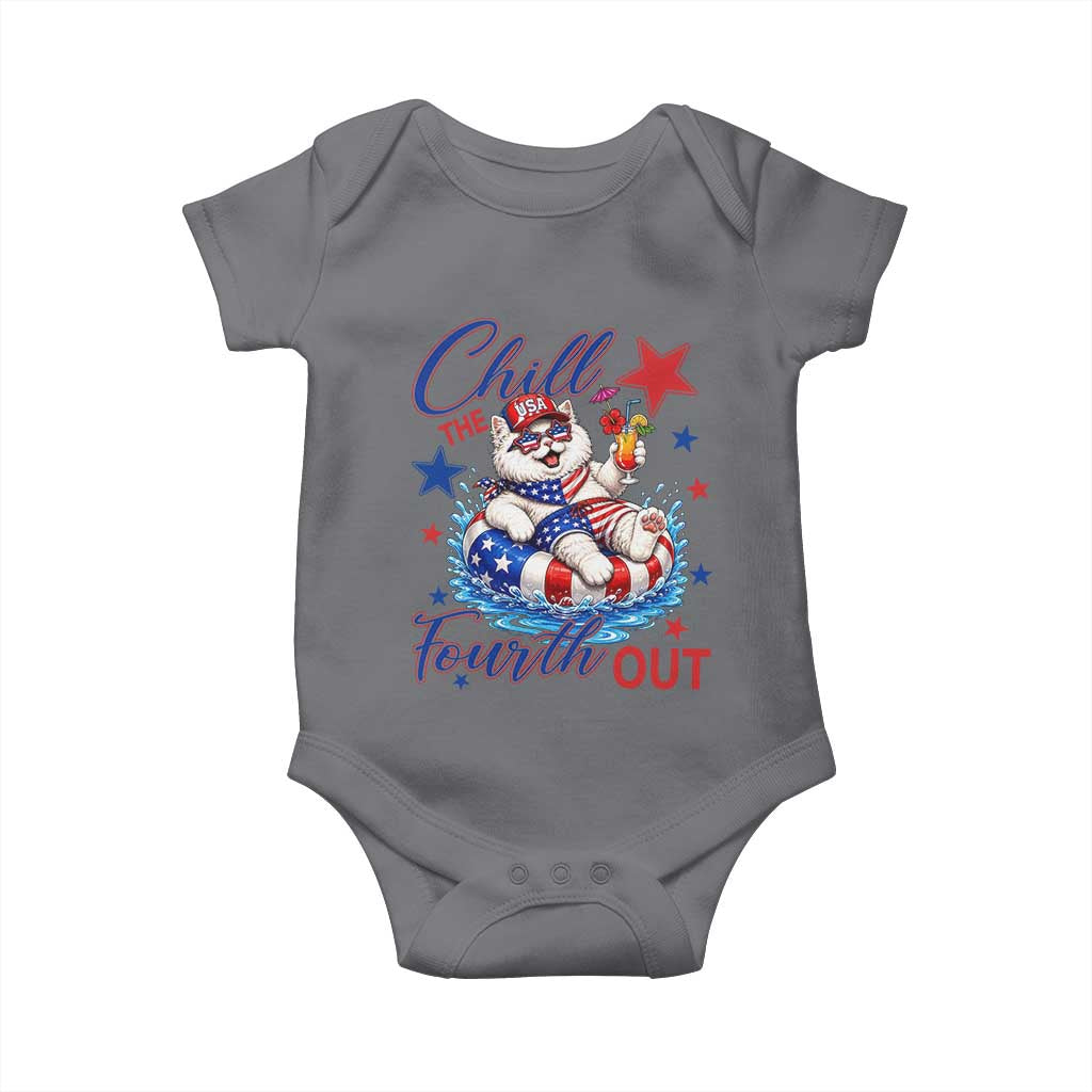 Funny Patriotic Persian Cat Baby Onesie Chill The Fourth Out TS12 Charcoal Print Your Wear