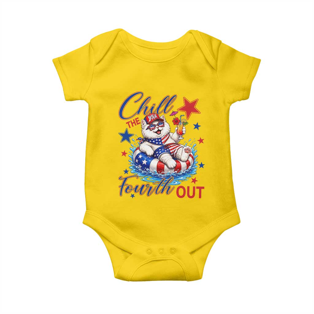 Funny Patriotic Persian Cat Baby Onesie Chill The Fourth Out TS12 Daisy Print Your Wear