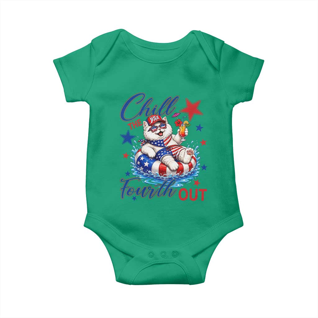 Funny Patriotic Persian Cat Baby Onesie Chill The Fourth Out TS12 Irish Green Print Your Wear