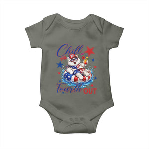 Funny Patriotic Persian Cat Baby Onesie Chill The Fourth Out TS12 Military Green Print Your Wear