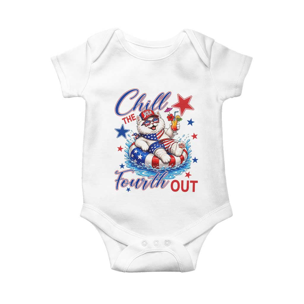 Funny Patriotic Persian Cat Baby Onesie Chill The Fourth Out TS12 White Print Your Wear