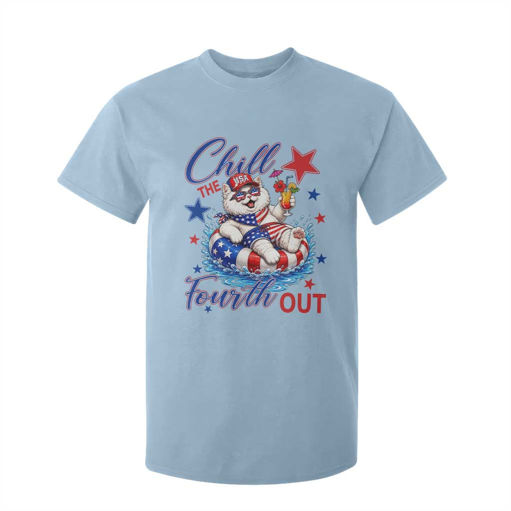 Funny Patriotic Persian Cat T Shirt For Kid Chill The Fourth Out TS12 Light Blue Print Your Wear