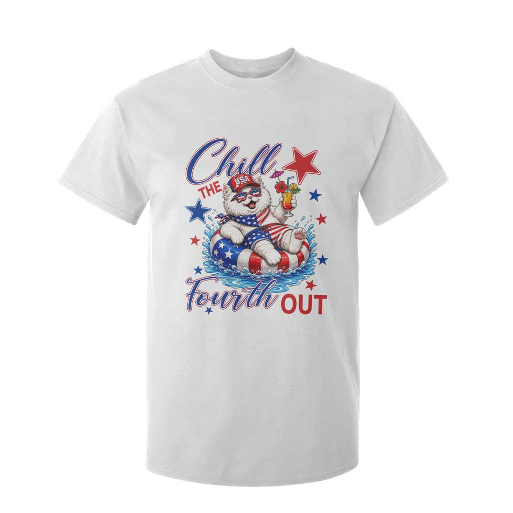 Funny Patriotic Persian Cat T Shirt For Kid Chill The Fourth Out TS12 White Print Your Wear