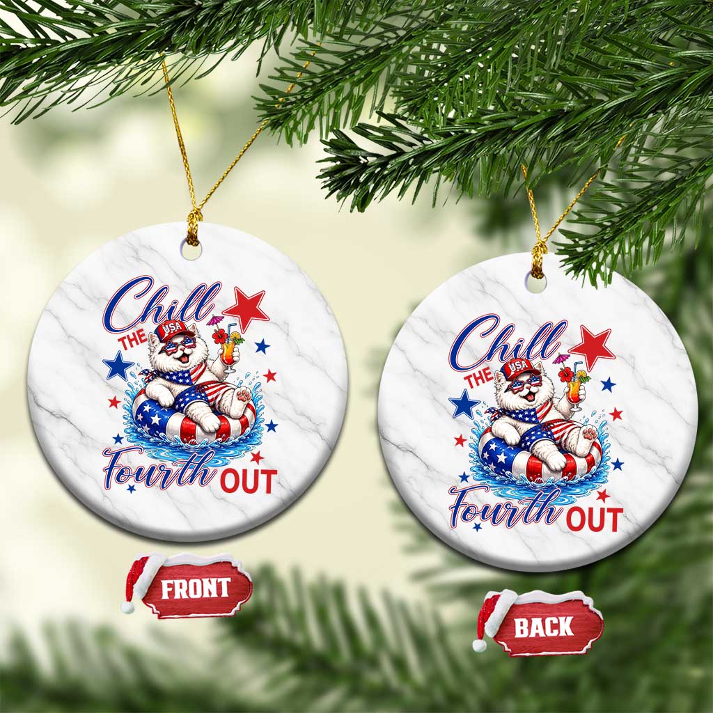 Funny Patriotic Persian Cat Ceramic Ornament Chill The Fourth Out TS12 1pc White Marble Print Your Wear