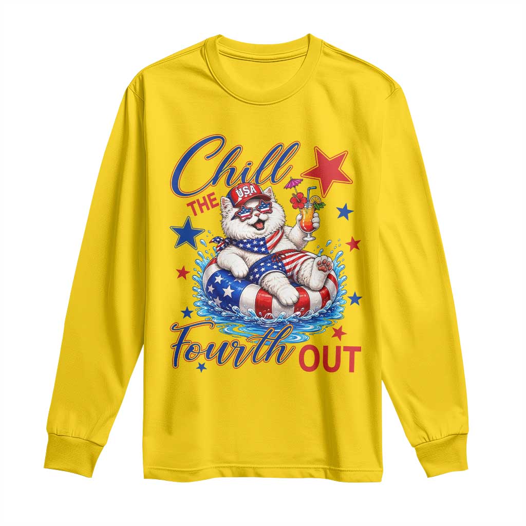 Funny Patriotic Persian Cat Long Sleeve Shirt Chill The Fourth Out TS12 Daisy Print Your Wear