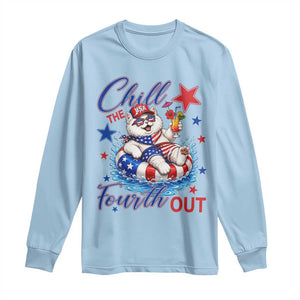 Funny Patriotic Persian Cat Long Sleeve Shirt Chill The Fourth Out TS12 Light Blue Print Your Wear