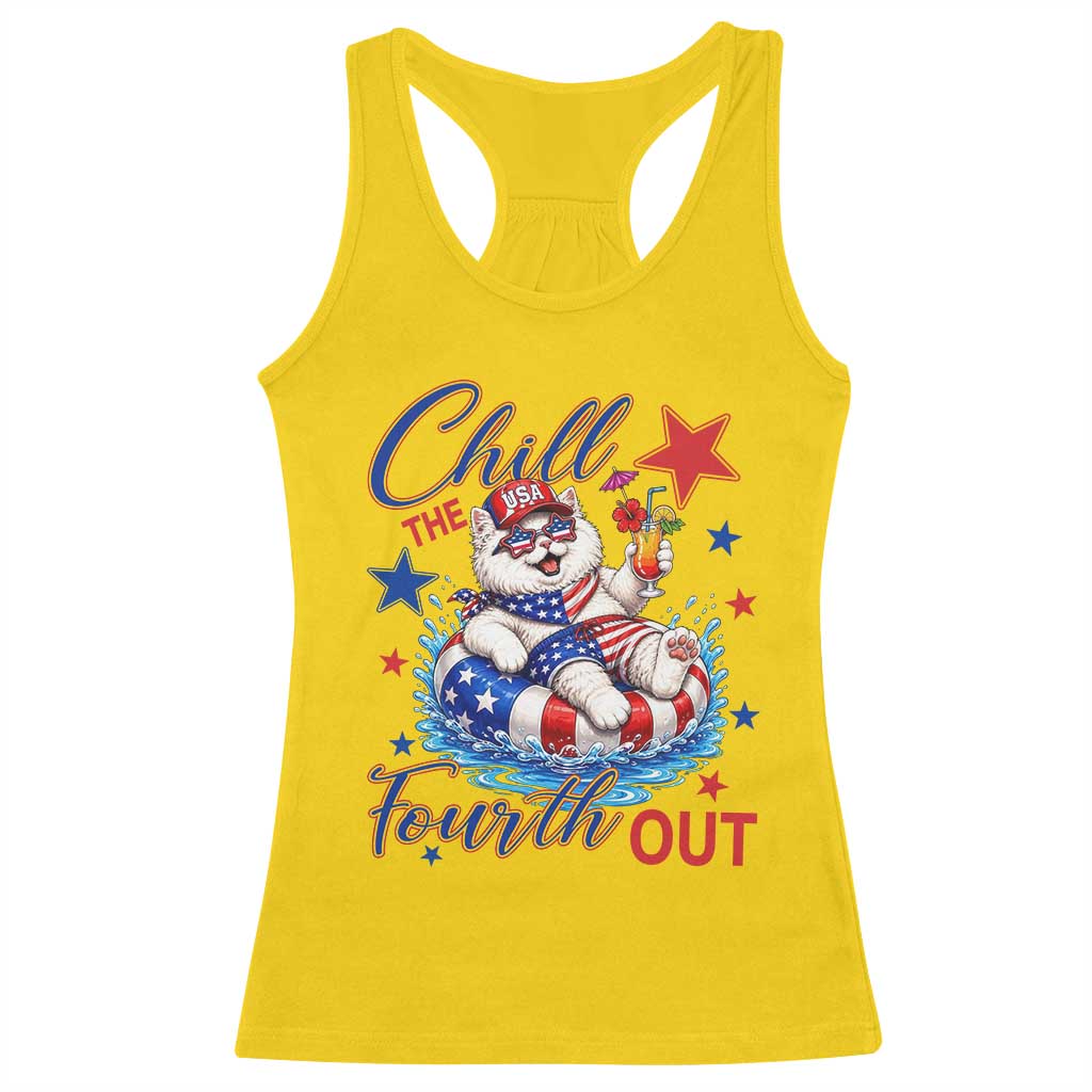 Funny Patriotic Persian Cat Racerback Tank Top Chill The Fourth Out TS12 Daisy Print Your Wear