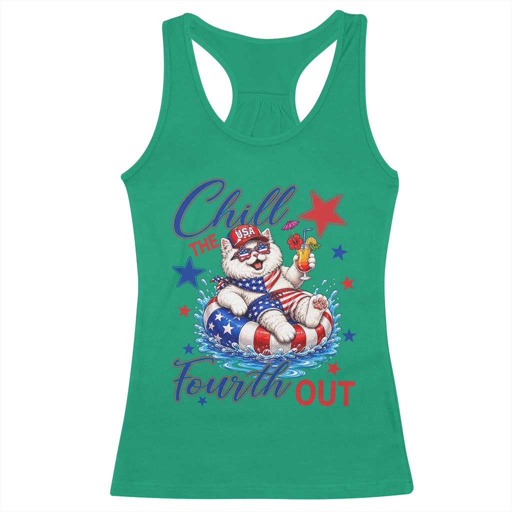 Funny Patriotic Persian Cat Racerback Tank Top Chill The Fourth Out TS12 Irish Green Print Your Wear