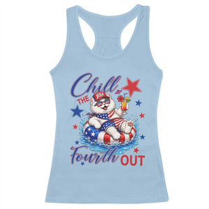 Funny Patriotic Persian Cat Racerback Tank Top Chill The Fourth Out TS12 Light Blue Print Your Wear