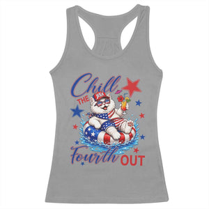 Funny Patriotic Persian Cat Racerback Tank Top Chill The Fourth Out TS12 Sport Gray Print Your Wear