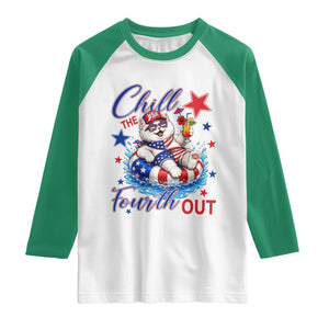 Funny Patriotic Persian Cat Raglan Shirt Chill The Fourth Out TS12 White Kelly Green Print Your Wear