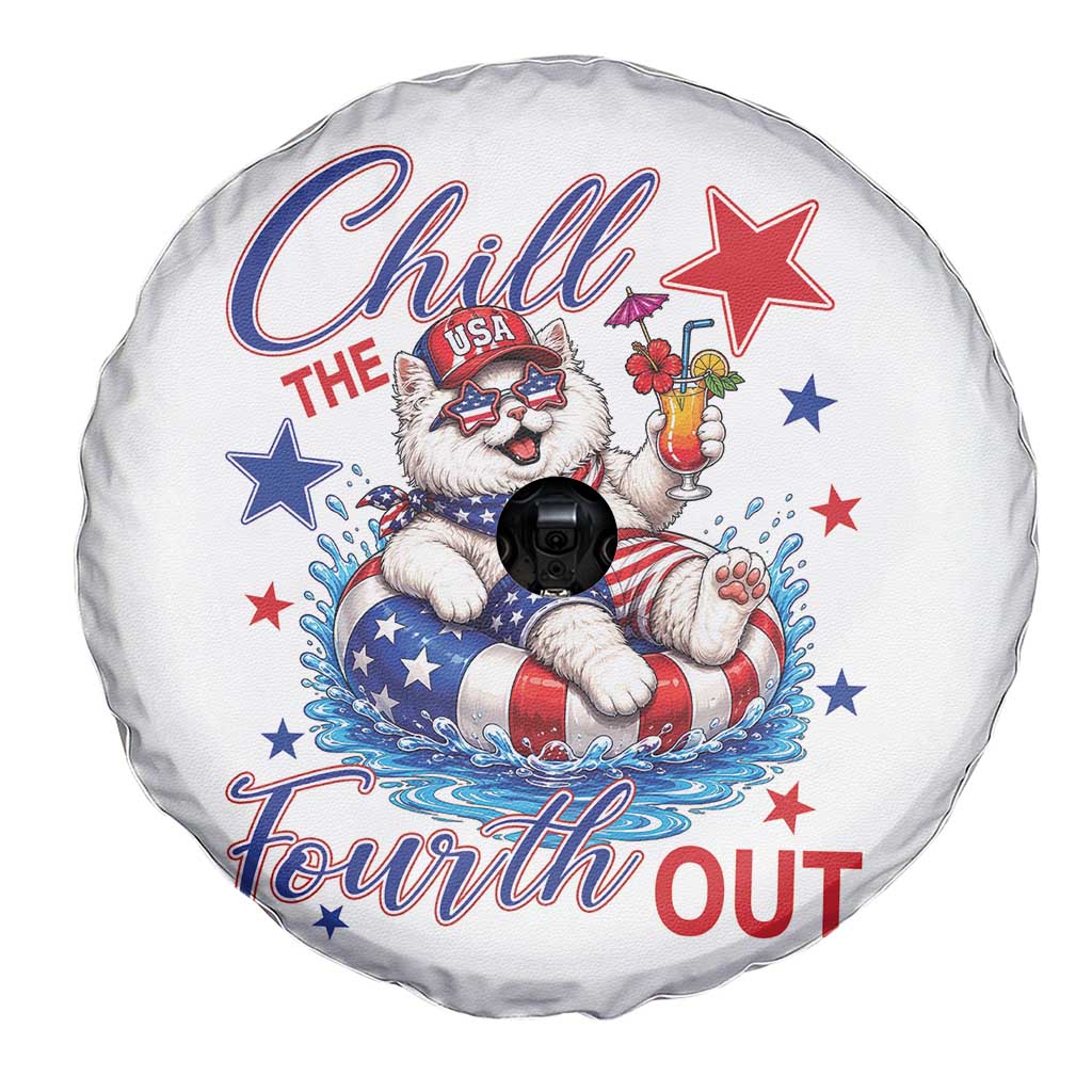 Funny Patriotic Persian Cat Spare Tire Cover Chill The Fourth Out TS12 Print Your Wear