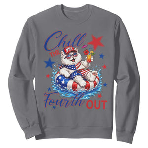 Funny Patriotic Persian Cat Sweatshirt Chill The Fourth Out TS12 Charcoal Print Your Wear