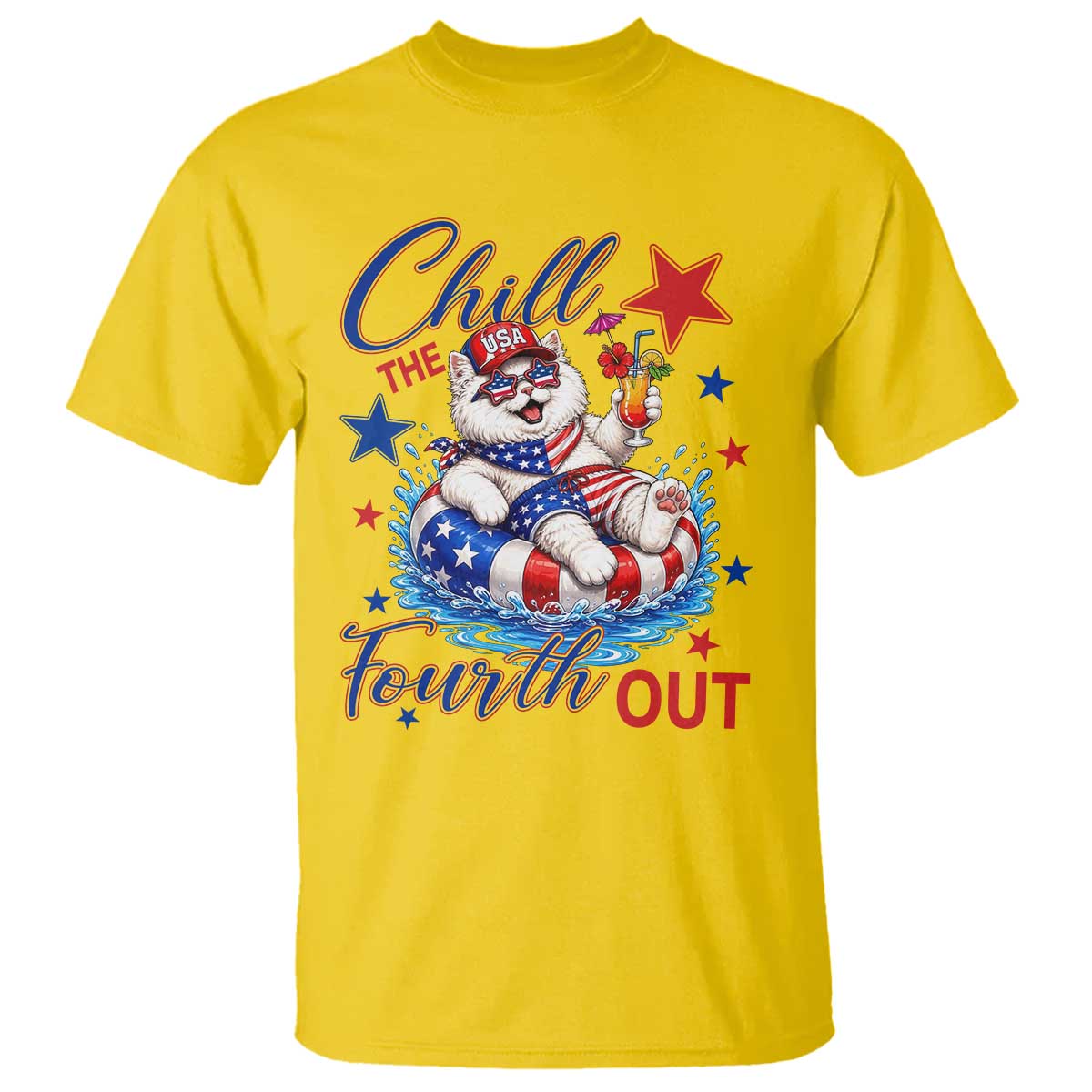 Funny Patriotic Persian Cat T Shirt Chill The Fourth Out TS12 Daisy Print Your Wear