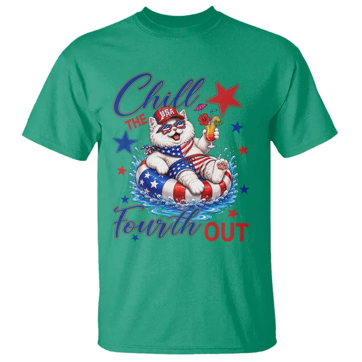 Funny Patriotic Persian Cat T Shirt Chill The Fourth Out TS12 Irish Green Print Your Wear