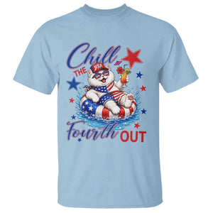 Funny Patriotic Persian Cat T Shirt Chill The Fourth Out TS12 Light Blue Print Your Wear
