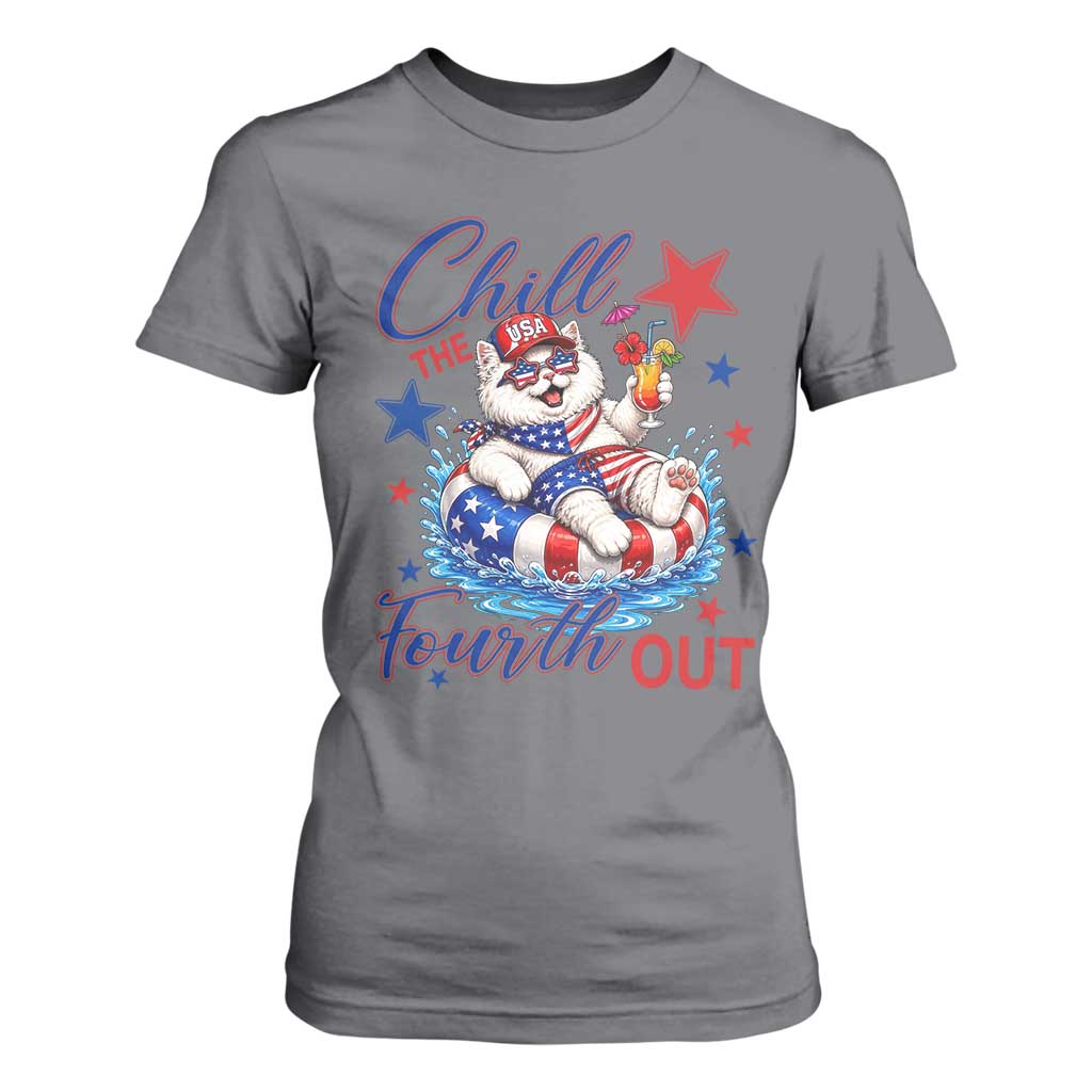 Funny Patriotic Persian Cat T Shirt For Women Chill The Fourth Out