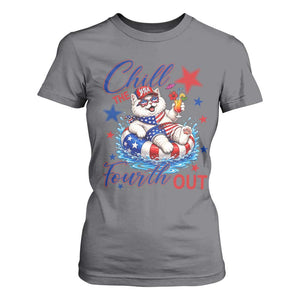 Funny Patriotic Persian Cat T Shirt For Women Chill The Fourth Out