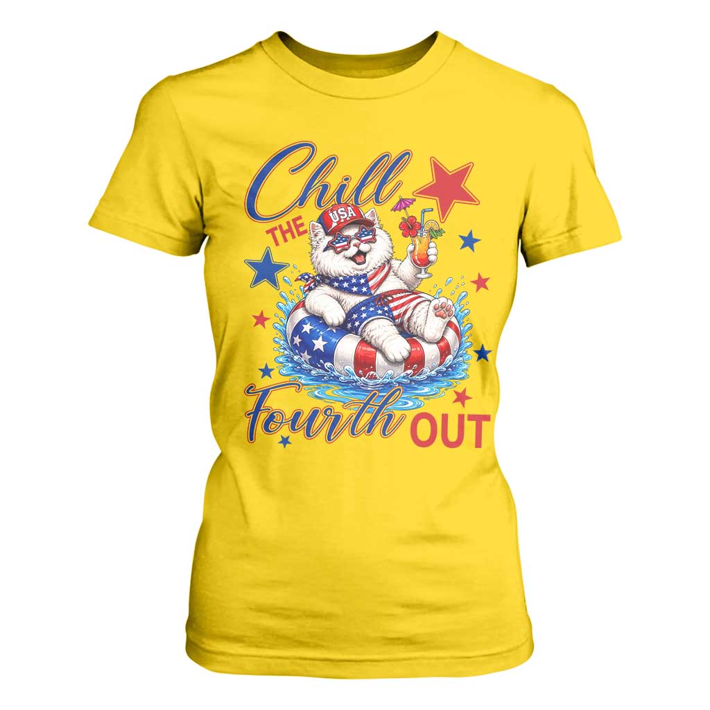 Funny Patriotic Persian Cat T Shirt For Women Chill The Fourth Out