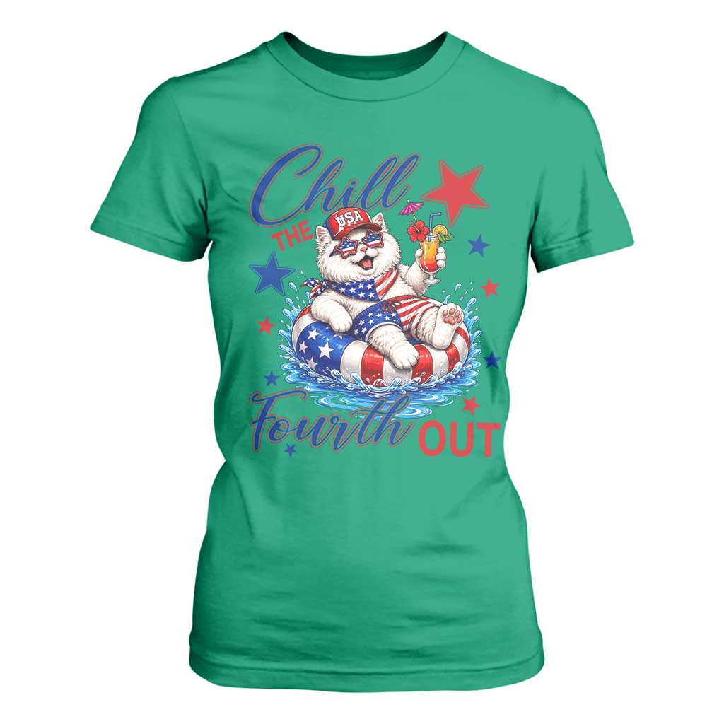 Funny Patriotic Persian Cat T Shirt For Women Chill The Fourth Out