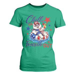 Funny Patriotic Persian Cat T Shirt For Women Chill The Fourth Out
