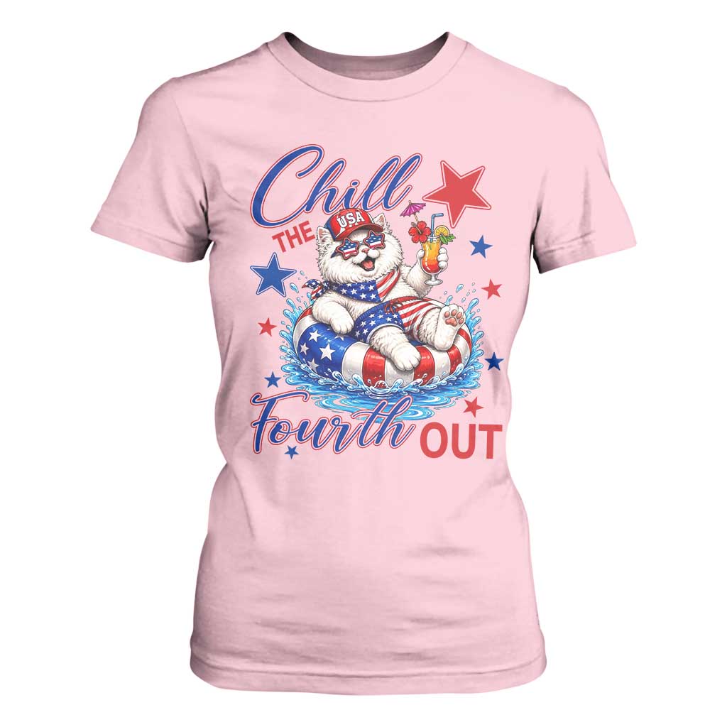 Funny Patriotic Persian Cat T Shirt For Women Chill The Fourth Out
