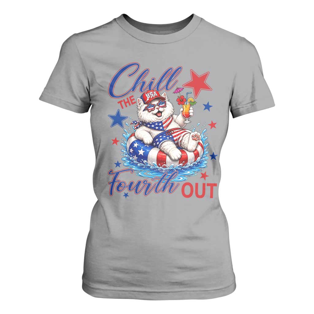 Funny Patriotic Persian Cat T Shirt For Women Chill The Fourth Out