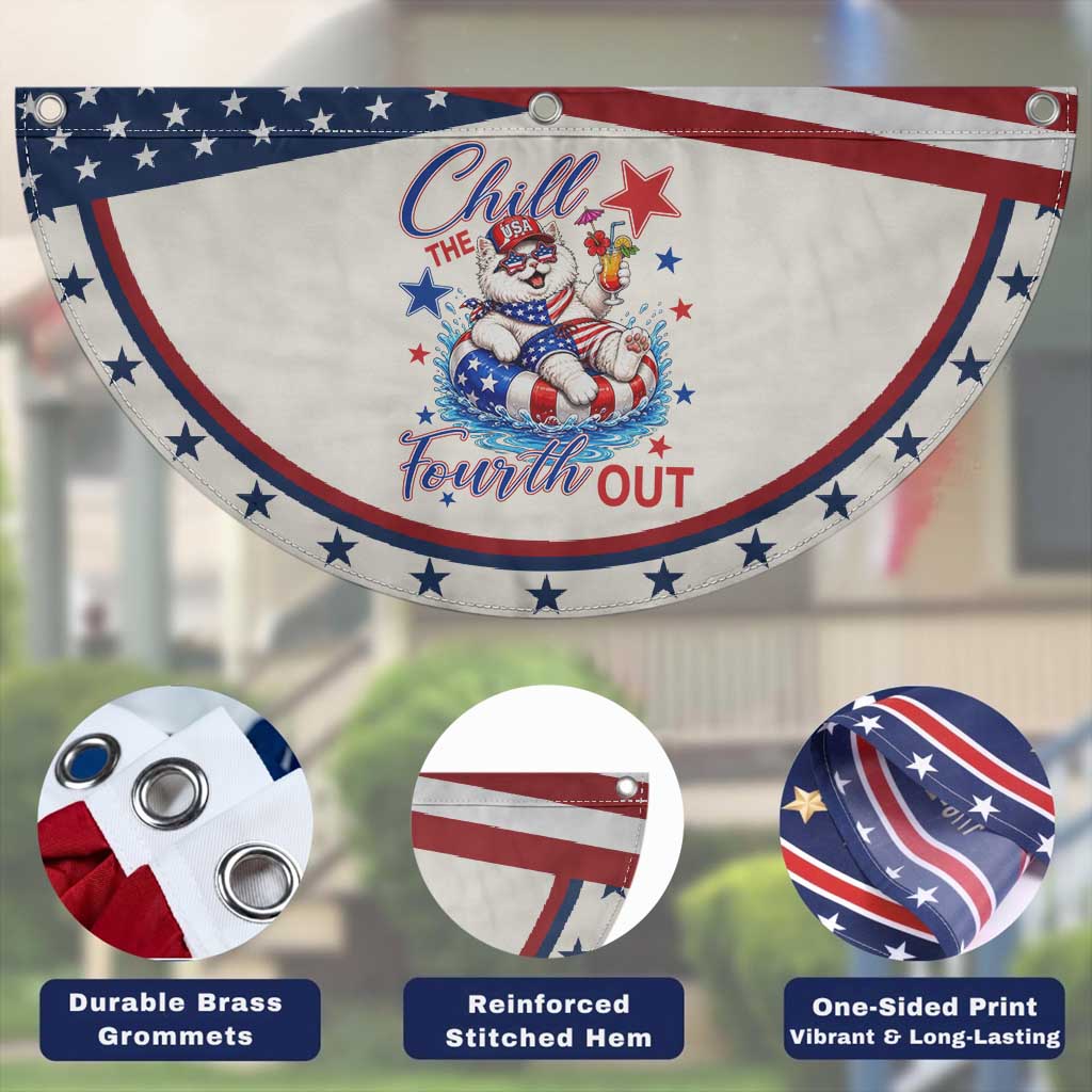 Funny Persian Cat Patriotic Fan Flag Chill The Fourth Out