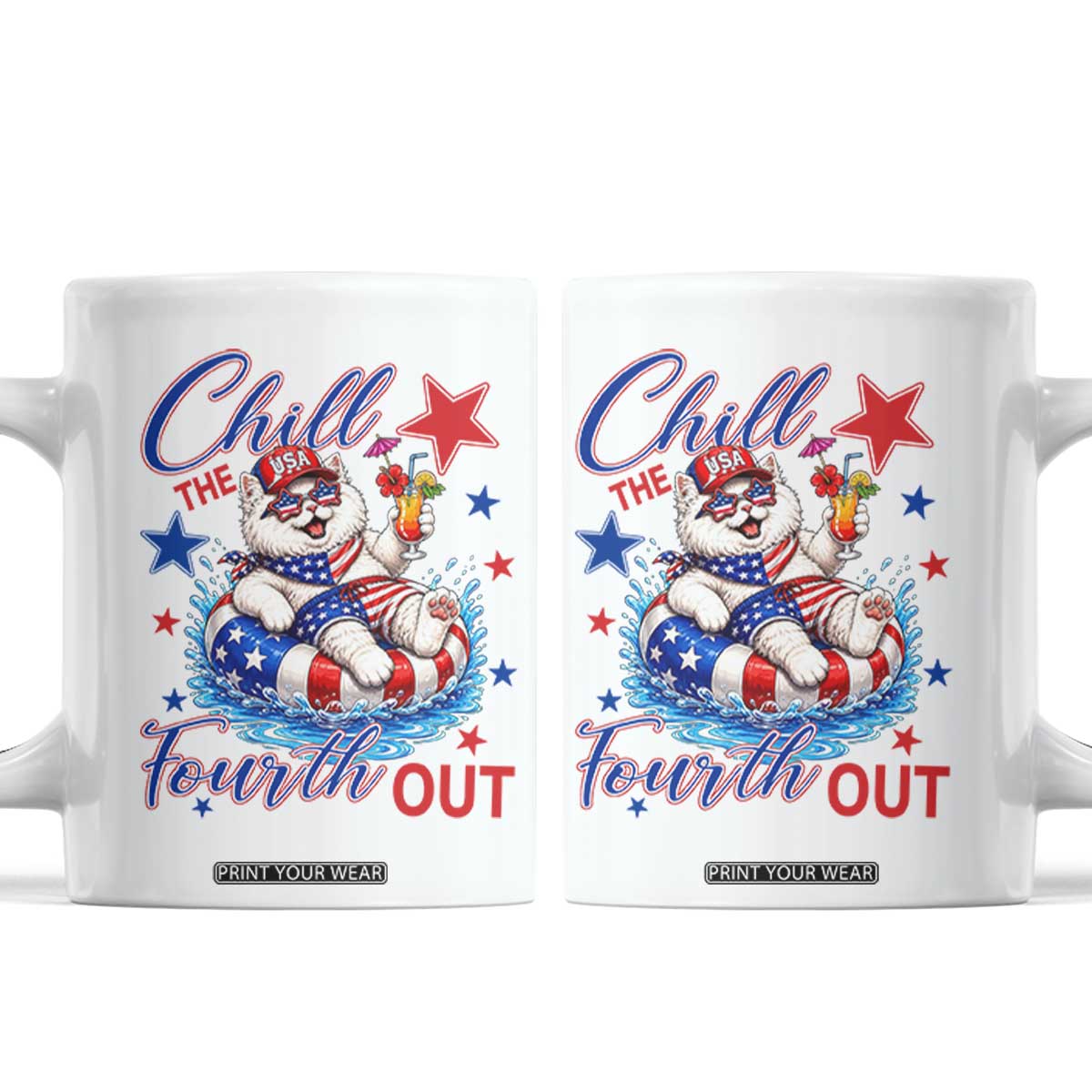 Funny Patriotic Persian Cat Coffee Mug Chill The Fourth Out