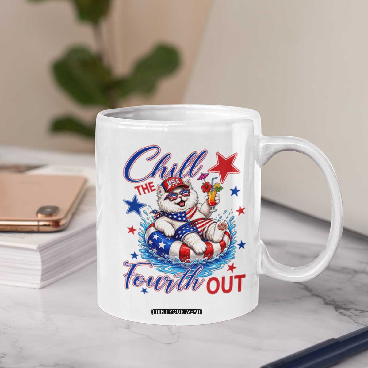Funny Patriotic Persian Cat Coffee Mug Chill The Fourth Out TS12 Print Your Wear