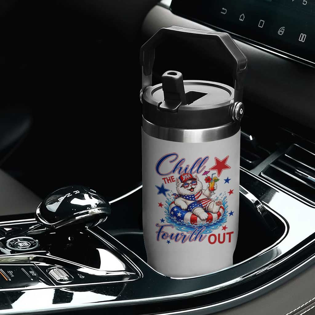 Funny Patriotic Persian Cat Flip Straw Tumbler Chill The Fourth Out TS12 Print Your Wear