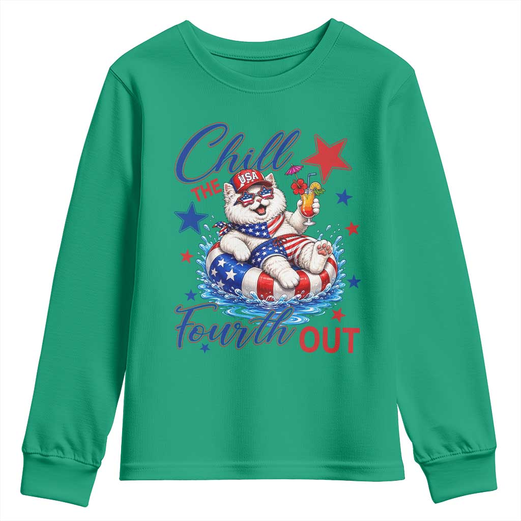 Funny Patriotic Persian Cat Youth Sweatshirt Chill The Fourth Out TS12 Irish Green Print Your Wear