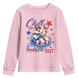 Funny Patriotic Persian Cat Youth Sweatshirt Chill The Fourth Out TS12 Light Pink Print Your Wear