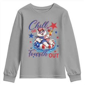Funny Patriotic Persian Cat Youth Sweatshirt Chill The Fourth Out TS12 Sport Gray Print Your Wear