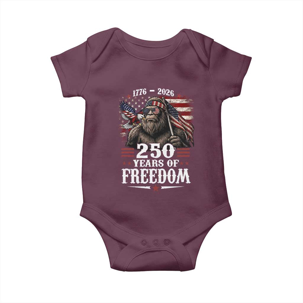 Bigfoot 250 Years Of Freedom Baby Onesie Patriotic Sasquatch Lover TS12 Maroon Print Your Wear