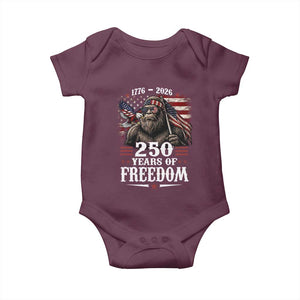 Bigfoot 250 Years Of Freedom Baby Onesie Patriotic Sasquatch Lover TS12 Maroon Print Your Wear