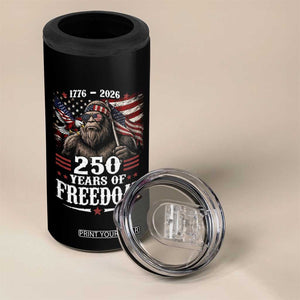 Bigfoot 250 Years Of Freedom 4 in 1 Can Cooler Tumbler Patriotic Sasquatch Lover