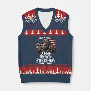 Bigfoot 250 Years Of Freedom V-Neck Knit Sweater Vest Patriotic Sasquatch Lover