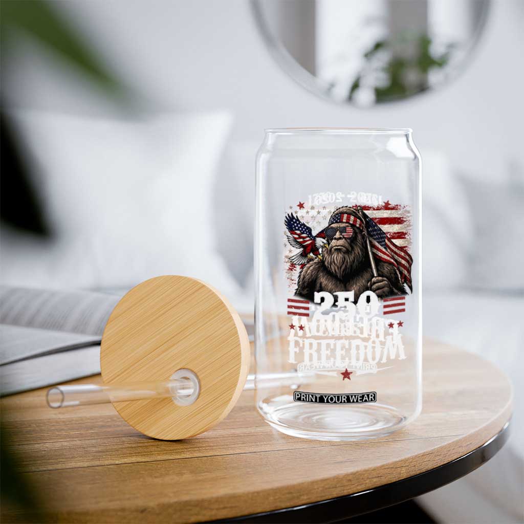 Bigfoot 250 Years Of Freedom Glass Can Patriotic Sasquatch Lover TS12 Print Your Wear