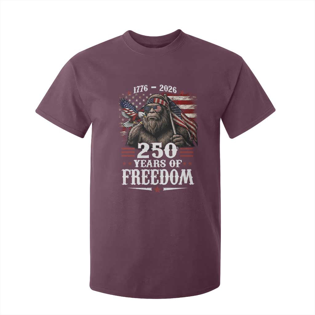 Bigfoot 250 Years Of Freedom T Shirt For Kid Patriotic Sasquatch Lover TS12 Maroon Print Your Wear