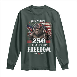 Bigfoot 250 Years Of Freedom Long Sleeve Shirt Patriotic Sasquatch Lover TS12 Dark Forest Green Print Your Wear