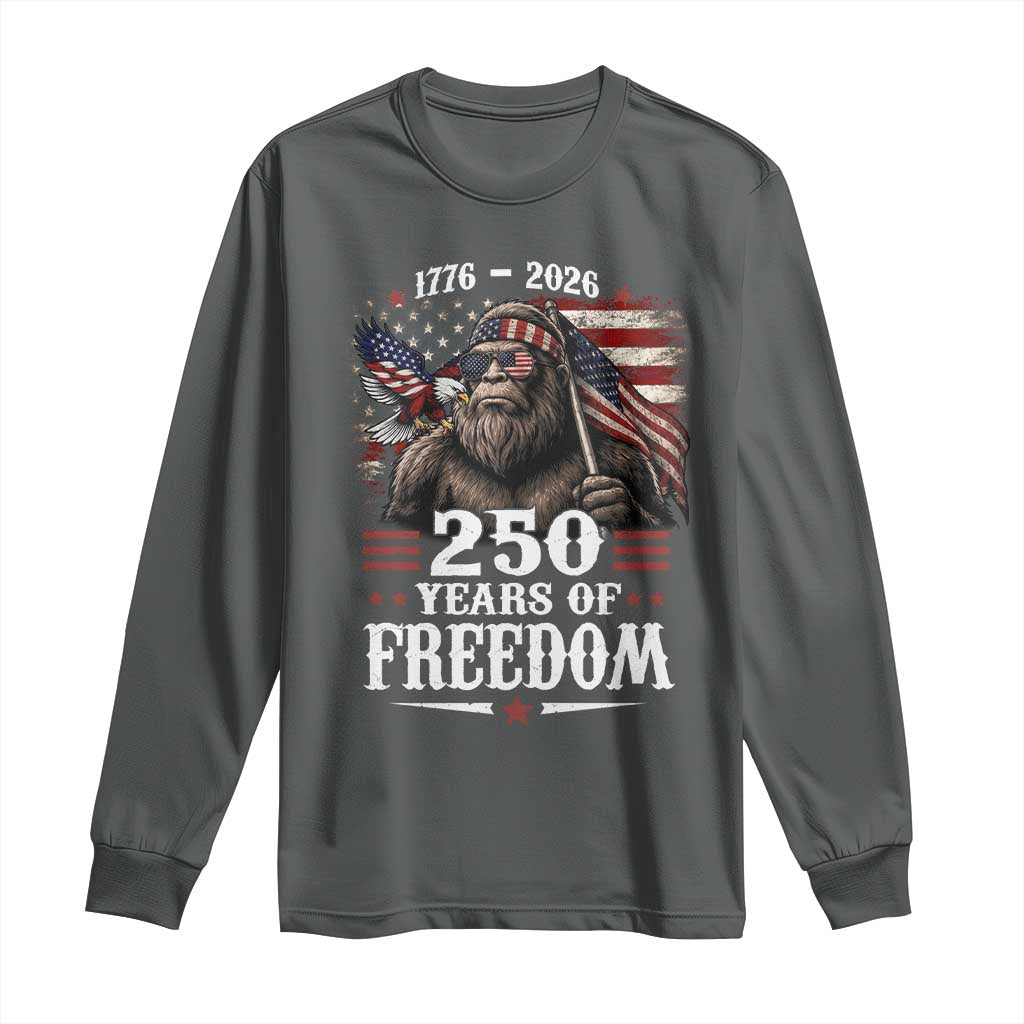 Bigfoot 250 Years Of Freedom Long Sleeve Shirt Patriotic Sasquatch Lover TS12 Dark Heather Print Your Wear