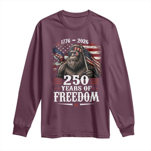 Bigfoot 250 Years Of Freedom Long Sleeve Shirt Patriotic Sasquatch Lover TS12 Maroon Print Your Wear