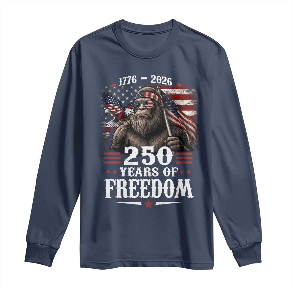 Bigfoot 250 Years Of Freedom Long Sleeve Shirt Patriotic Sasquatch Lover TS12 Navy Print Your Wear