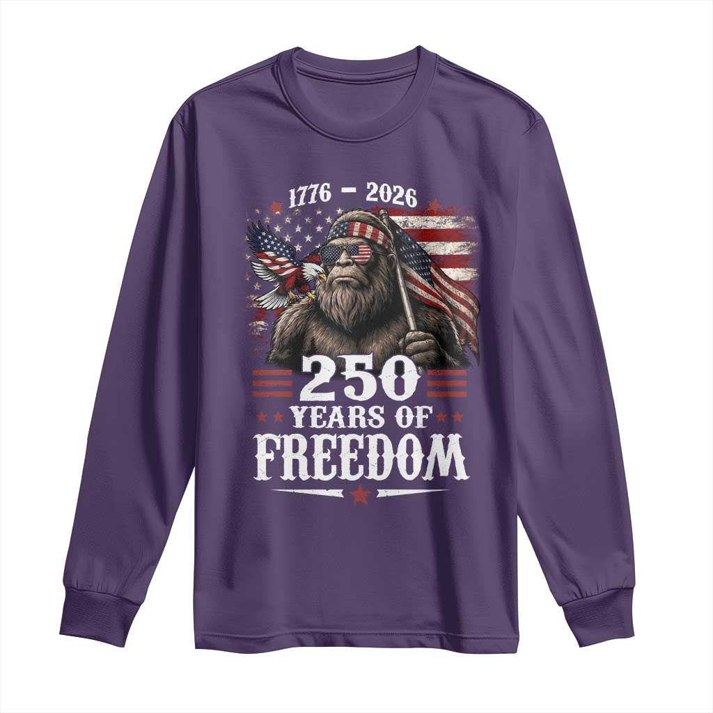 Bigfoot 250 Years Of Freedom Long Sleeve Shirt Patriotic Sasquatch Lover TS12 Purple Print Your Wear