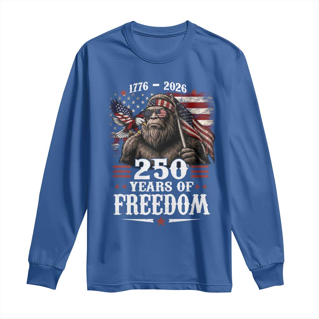 Bigfoot 250 Years Of Freedom Long Sleeve Shirt Patriotic Sasquatch Lover TS12 Royal Blue Print Your Wear