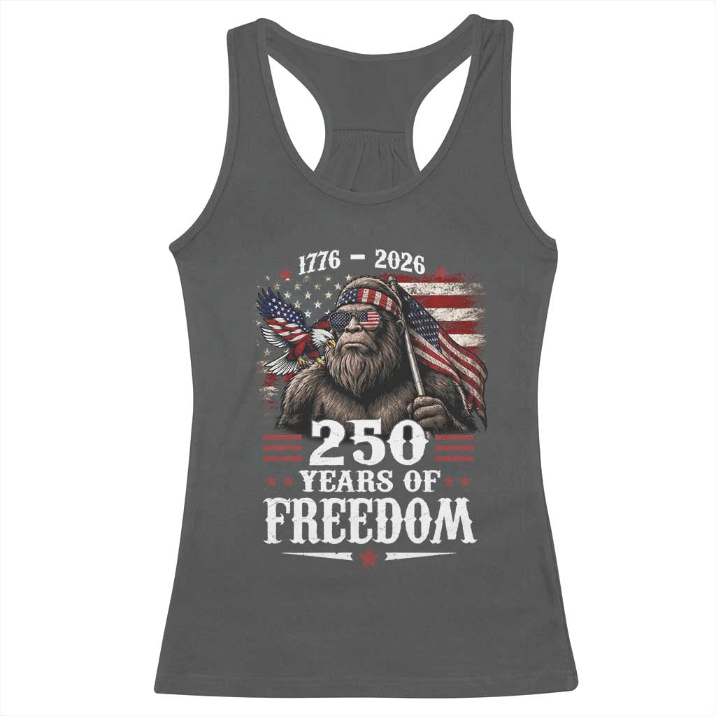 Bigfoot 250 Years Of Freedom Racerback Tank Top Patriotic Sasquatch Lover TS12 Dark Heather Print Your Wear